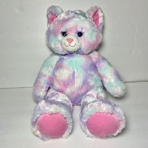Build A Bear "Pastel Swirl Kitty" Pastel Swirl Tie Dye Cat EUC